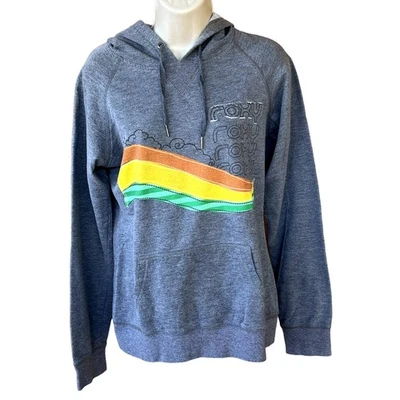 Roxy Ligero Pullover Sudadera con Capucha Gris Rayas Playa Escena Juniors L Foto 1 de 4