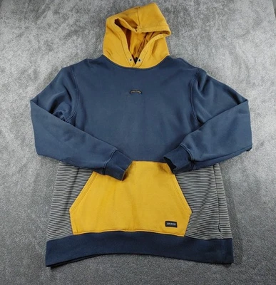 Volcom Hoodie Mens XL Blue Yellow Mustard Pullover Skater Streetwear Urban - Image 1 of 4