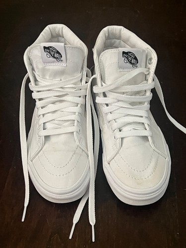 Scarpe Vans uomo 5 donna 6 5 skateboard sneakers alte casual tessuto bianco