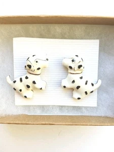 Dalmatian Earrings. Beautiful ceramic with gold collars. New, Park Avenue, Flo.. - Picture 1 of 4