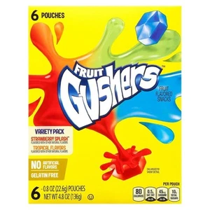 Fruit Gushers Snacks mit Fruchtgeschmack Variety Pack, 0,8 oz, 6er Pack - Bild 1 von 1
