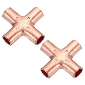2pcs 1/4 Pollice ID Raccordo a Croce in Rame 4 Vie Rame Fine Alimentazione Connettore Uguale - Foto 1 di 6