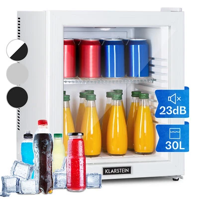 Mini Kühlschrank Glastür 32 l Getränkekühlschrank leise Hausbar Minibar weiß - Bild 1 von 4