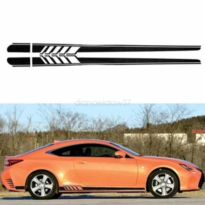 2Pcs Car Side Body Vinyl Decal Sticker Racing Long Stripe Decals Graphics NEW - Picture 1 of 18