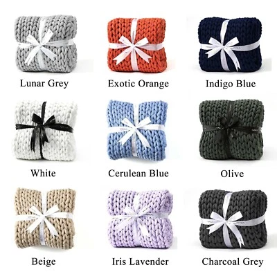 YnM SALE Chunky Knit & Chenille Throw Blanket, Medium-Weight/Skin Friendly - Image 1 of 4