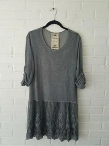 Vintage Concept NUEVO SIN ETIQUETAS NUEVO Túnica Vestido Encaje Grande L $120 Boutique Diseñador Gris - Imagen 1 de 3