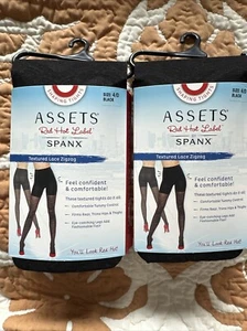 NEW Spanx Assets Shaping Tights Black  Zigzag Lace Sz 4 D Bundle Lot of 2 pair - Picture 1 of 7