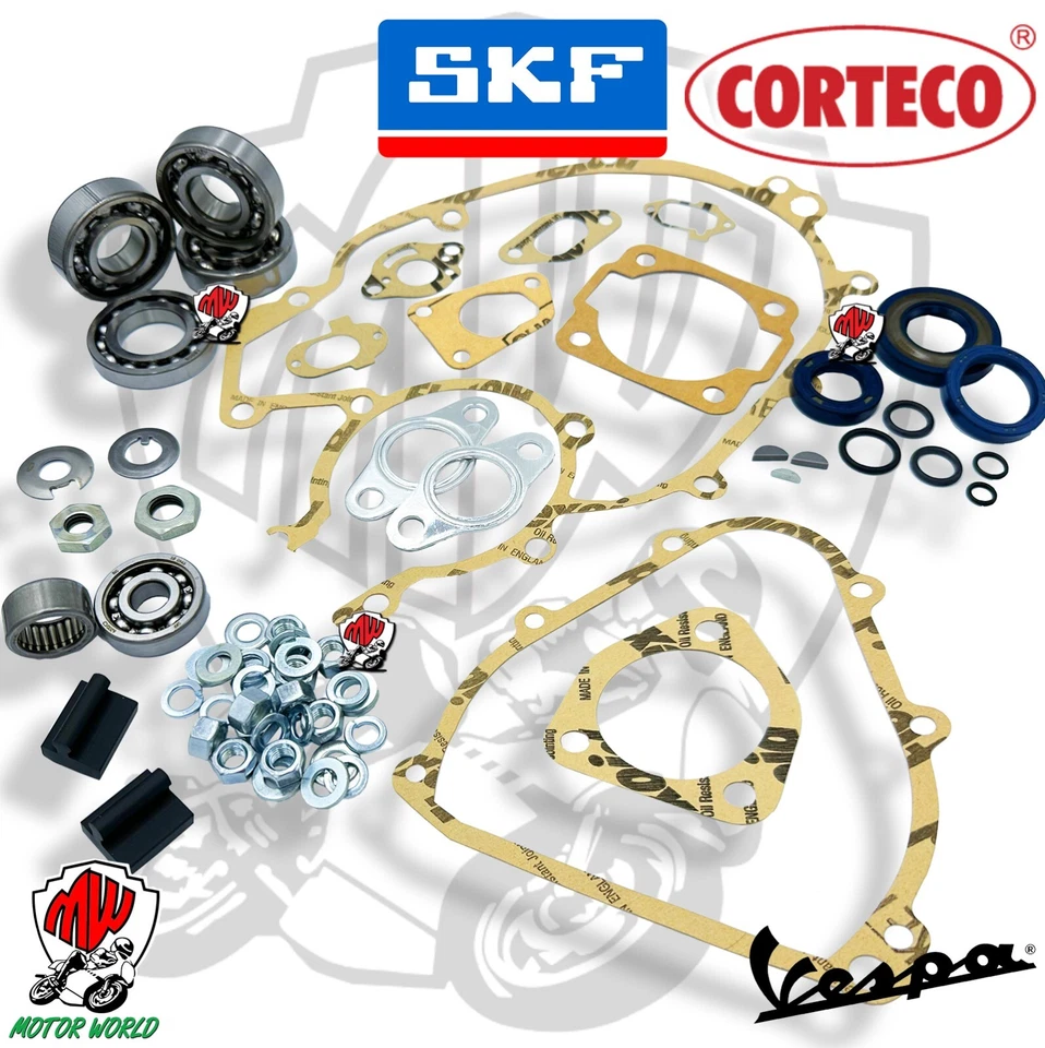 KIT REVISIONE MOTORE PIAGGIO VESPA PK 50 XL RUSH CUSCINETTI PARAOLI GUARNIZIONI - Immagine 1 di 1
