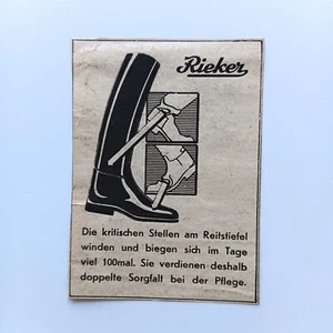 1943 Rieker & Co Schuhfabrik Tuttlingen Reitstiefel Werbeanzeige Werbung Reklame - Picture 1 of 1