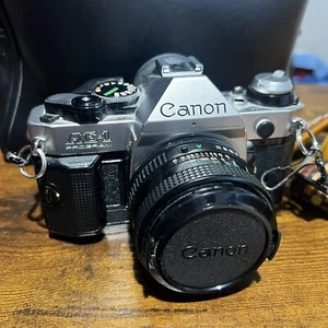 Canon AE-1 35mm Film Camera Silver FD 50mm 1:1.8 Lens & Tamron 28/88mm & Extras - Picture 1 of 16