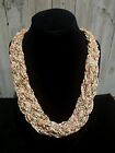 Vintage Seed Bead Braided Necklace Pink, White and Gray 22&quot; Multi Strand