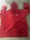 Nike Sweatshirt Large Red Hoodie Therma Fit Pullover Fleece Adult Unisex