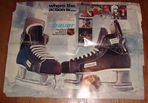 BAUER HOCKEY SKATES 1970s poster (HOFers Park/Parent/Giacomin/Lafleur/ D.Potvin) - Picture 1 of 2