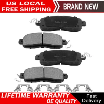 4 pastillas de freno delanteras de cerámica con hardware para Nissan Altima Leaf 2014 2015 2016 2017 Foto 1 de 4