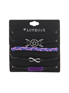 ¡NUEVO! Lo último Tema Lovesick Cristal Púrpura Trenza Símbolo de la Diosa 4 Piezas Juego de Pulsera - Imagen 1 de 1