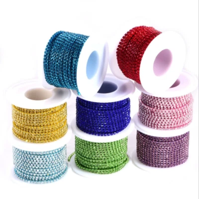 10码ss6玻璃水钻和彩色链DIY紧密透明装饰缝纫工艺 — 第 1/4 张图片