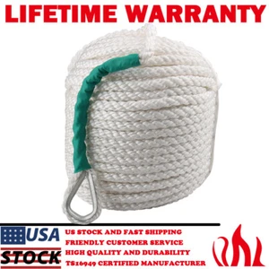 1/2"x100' Twisted Three Strand Nylon Boat Marine Anchor Line Dock Mooring Rope - Picture 1 of 15