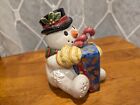 Fitz And Floyd Frosty Friends Covered Sugar Bowl, Snowman With Spoon