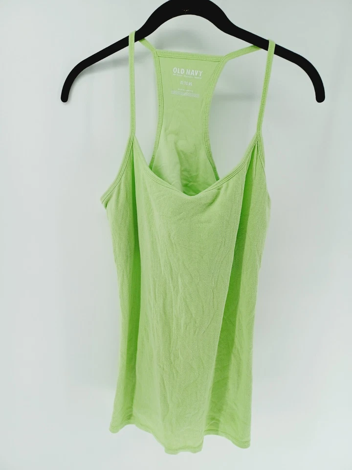 Regata feminina Old Navy X-Grande verde racerback elástica mistura de algodão ativo - Imagem 1 de 4