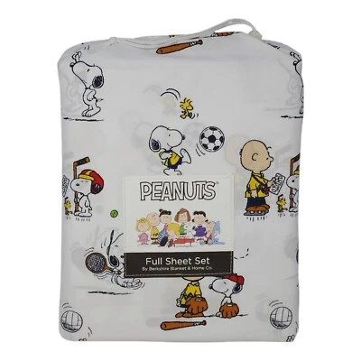 Peanuts Snoopy Full Double Sheets Set Sports Boys Soccer Hockey Tennis Softball - Image 1 of 4