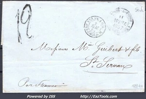 FRANCE LETTRE DE POINTE A PITRE CAD COL FR ANGL AMB CALAIS D DU 02/05/1857 - Picture 1 of 2