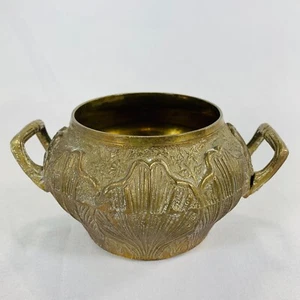 "Cuenco de latón vintage con asas India 4 1/4"" de altura" - Imagen 1 de 8