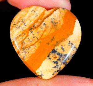 Colgante de cabujón corazón jaspe cuadro natural 28 quilates piedra preciosa 28x27x4 mm DK=41 - Imagen 1 de 5