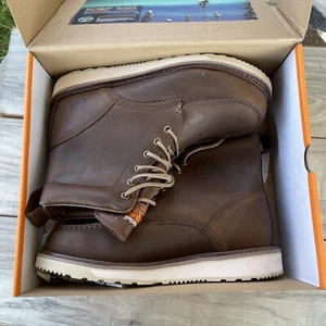 Timberland PRO Wedge Work Boots Men 12 Brown Leather 6 Inch Moc Soft Toe NEW - Picture 1 of 15