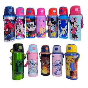 Botella De Aluminio 600Ml Con Pajita Y Nombre Para Niños Termica - Imagen 1 de 55