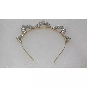 Gold Tone Crystal Princess Tiara Headband For Women & Girls - Picture 1 of 2