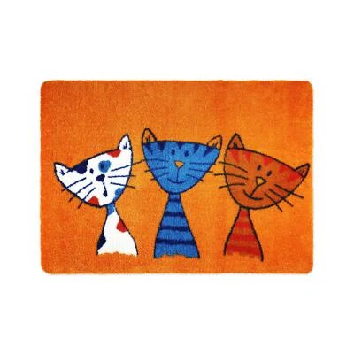 Fußmatte Katze 40 x 60 cm Orange - Fussmatte mit Katzen - rutschfest & waschb... - Bild 1 von 4