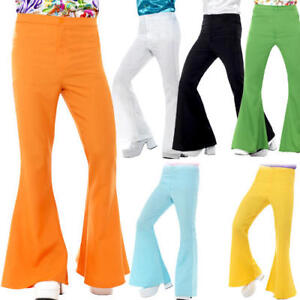 Flared Trousers Mens 60s 70s Fancy Dress Groovy Disco Hippy Adult Costume Pants