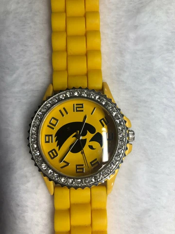 Iowa Hawkeyes Yellow Silicone Band Watch Wristwatch Never Worn Dead Battery Cover