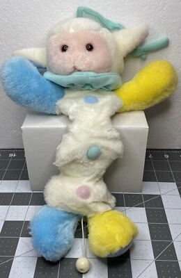 填充毛绒音乐婴儿床拉玩具绵羊羔婴儿粉彩粉红色蓝色黄色 — 第 1/4 张图片