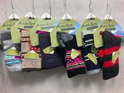 ALASKA TEJIDOS HECHOS EN ESTADOS UNIDOS NIÑOS/NIÑAS MEZCLA DE LANA CALCETINES 7-9/9-11 Foto 1 de 4