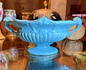 Rumrill Pottery 13” Turquoise Blue Centerpiece Bowl Urn Planter Model 338 c1930 - Picture 1 of 13