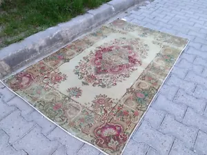 Muted Vintage Tribal Turkish Area rug Anatolian Handmade Wool carpet - Picture 1 of 21
