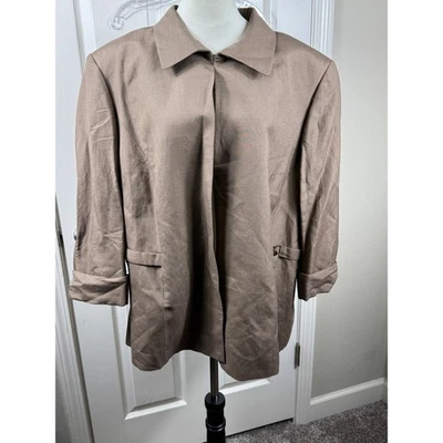 Chaqueta Blazer Alex Marie Para Mujer 24W Marrón Mezcla de Lino Abrigo de Carrera Foto 1 de 4