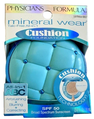 PHYSICIANS FORMULA Mineral Wear Cushion Foundation #6657-Light/Medium-HTF-RARE - Image 1 of 3