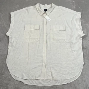 Camisa GAP Mujer 2XL Beige Ligera Cuello Fluido Rayón Mezcla Nylon NUEVA - Imagen 1 de 11
