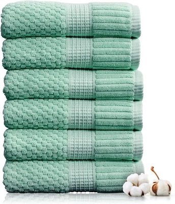 Paquete de 4 toallas de baño 100 % algodón suaves absorbentes secado rápido 30 x 52 blanco texturizado Foto 1 de 4