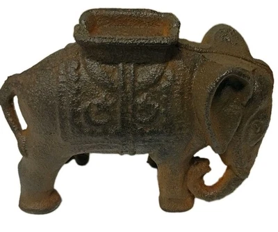 Vintage Cast Iron Elephant Coin Bank Metal Sculpture Decor - Image 1 of 4