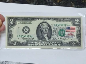 1976 US $2 Bill Stamped 4/13/76 First Day of Issue Two Dollar OSHKOSH , WI - Picture 1 of 6