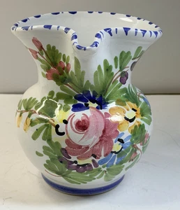 Jarrón jarra artesanal vintage Rigattieri Italia borde con volantes Cottagecore rosa - Imagen 1 de 9