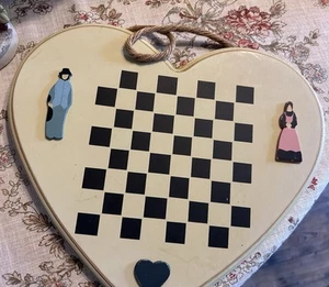 Folk Art Chess Board Checkerboard Theorem Painting Signed Vintage Primitive Art - Picture 1 of 2