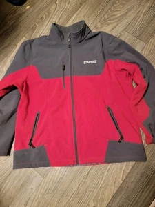 Staples Warm Logik Jacket Men XL Red Navy Color Block Streetwear Full Zip - Picture 1 of 7