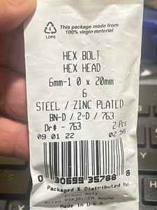 Kronenschraube 763 Stahl 6 mm 1,0 x 25 mm verzinkt Sechskantschrauben Menge 2 NOS (M5) - Bild 1 von 5