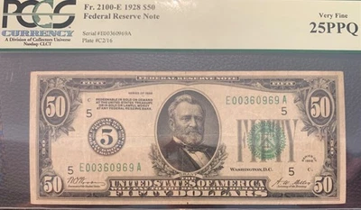 $50 1928 Federal Reserve Note Richmond Fr# 2100-E (EA Block) PCGS 25 PPQ - Image 1 of 4