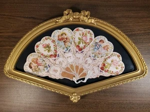 Vintage Framed Valentine Fan "A Gift Of Love" - Picture 1 of 16