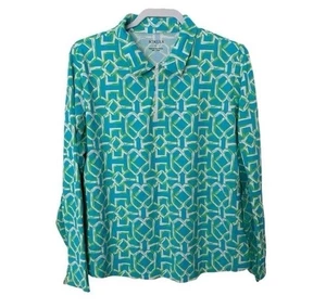 Icikuls Women's Size XL Blue Green 1/4 Zip Long Sleeve Top Golf Tennis UPF 30 - Picture 1 of 4